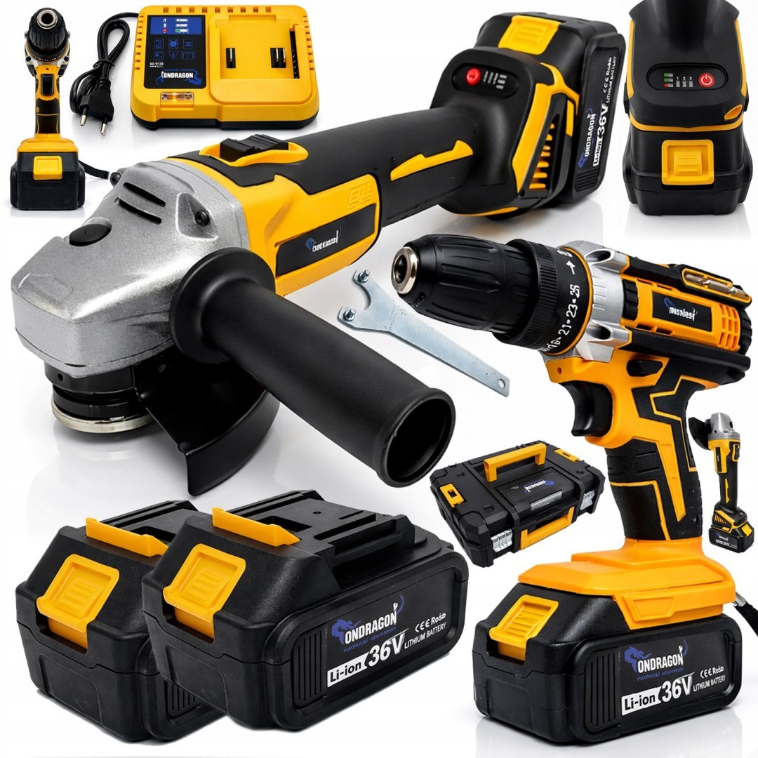 Tööriistakomplekt 2x 36V 2in1 akuga kruvikeerajan + nurklihvija